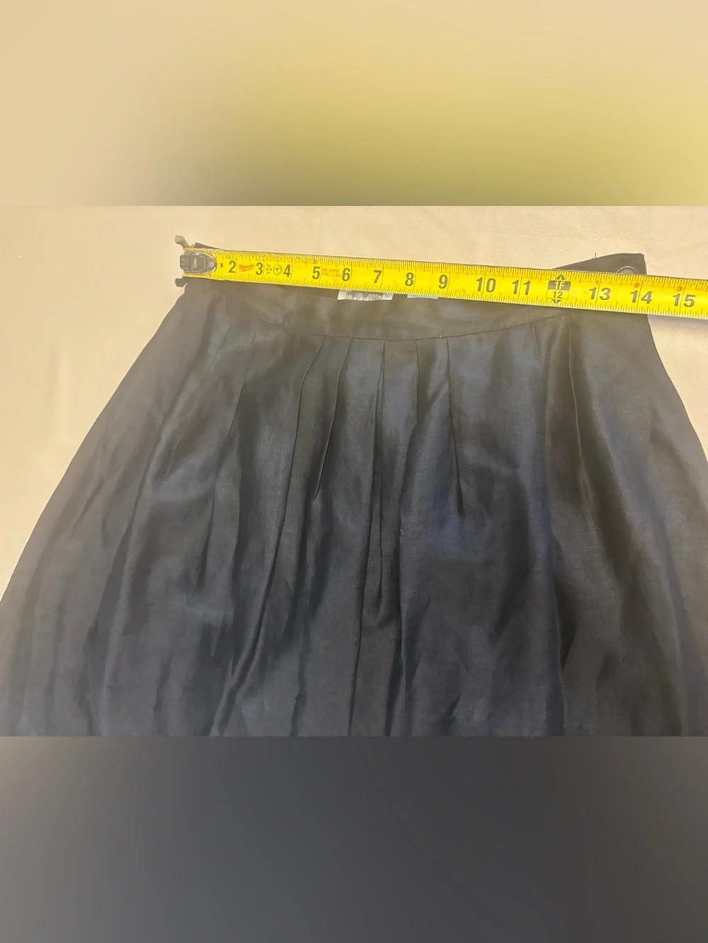 Women 100% Linen Midi A Line Skirt - Sarah Rowland - Black Cottagecore Sz‎ 12P